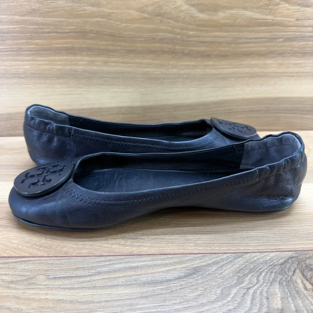 Tory Burch Minnie Ballet Flats Womens 6 M Black Soft Leather Walk Office